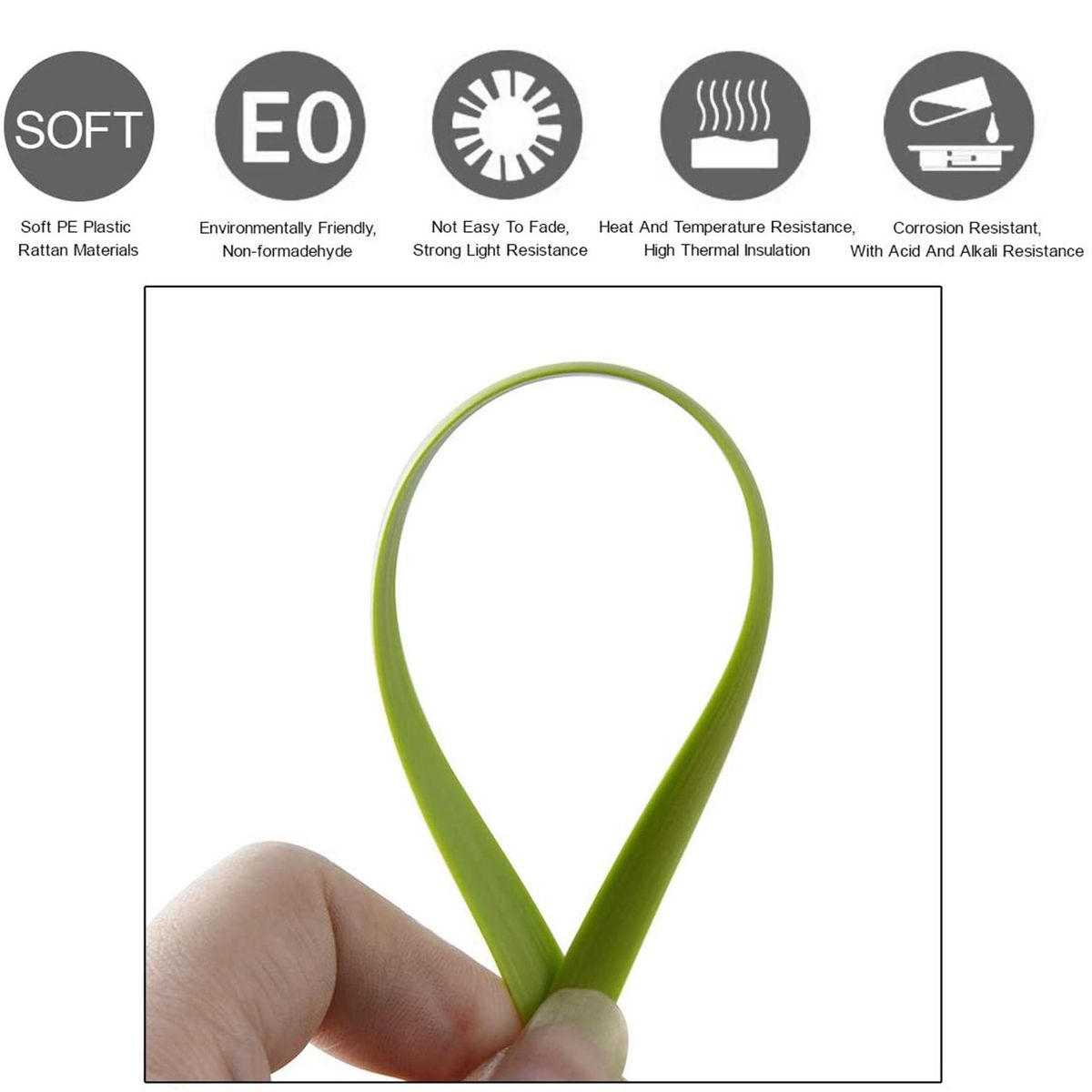 8mm Flat Rattan Woven Fabric, Synthetic Rattan Repair Woven Material, Used for DIY Furniture, Chairs and Tables Green