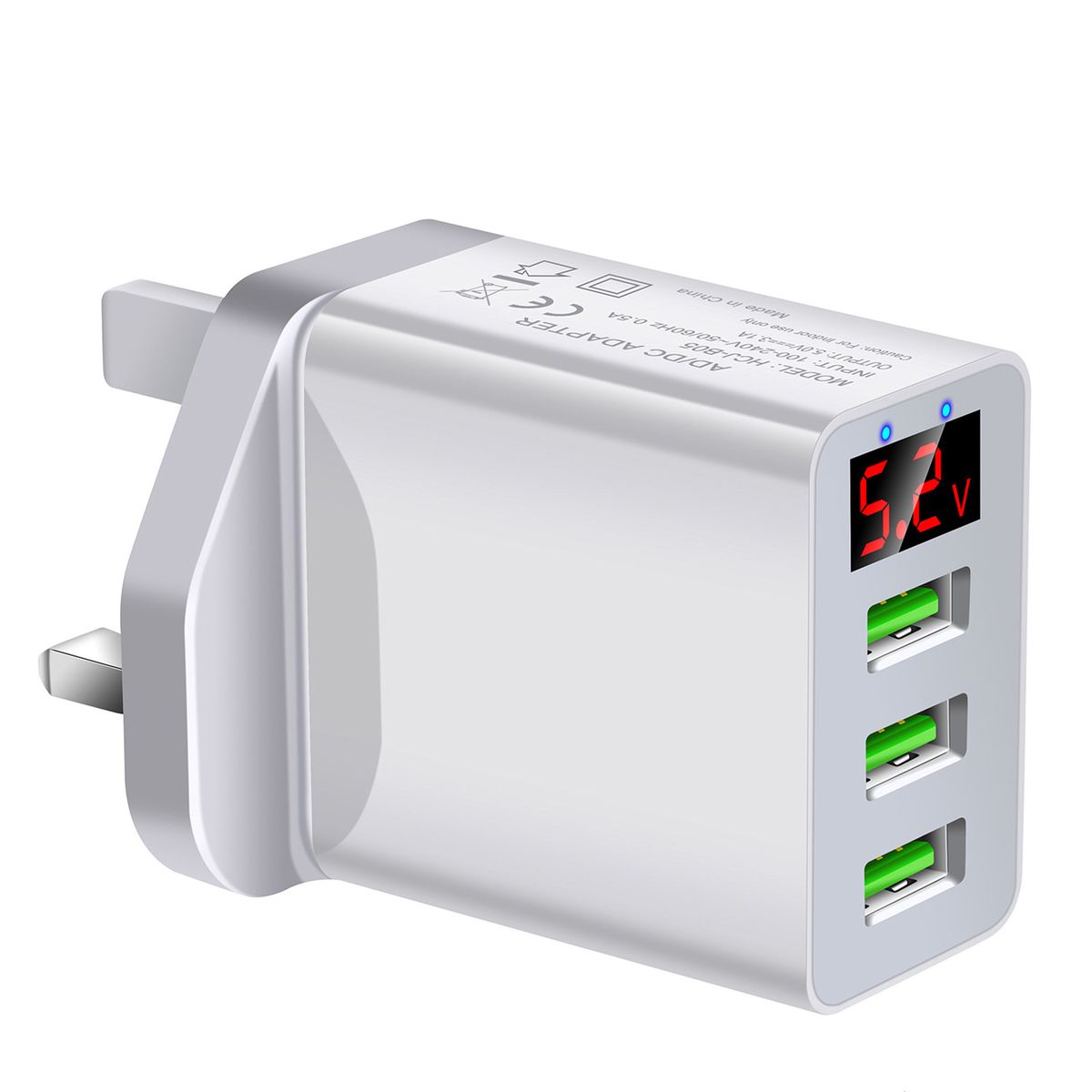 5V 3A Charger Head Digital Display High Compatibility-White