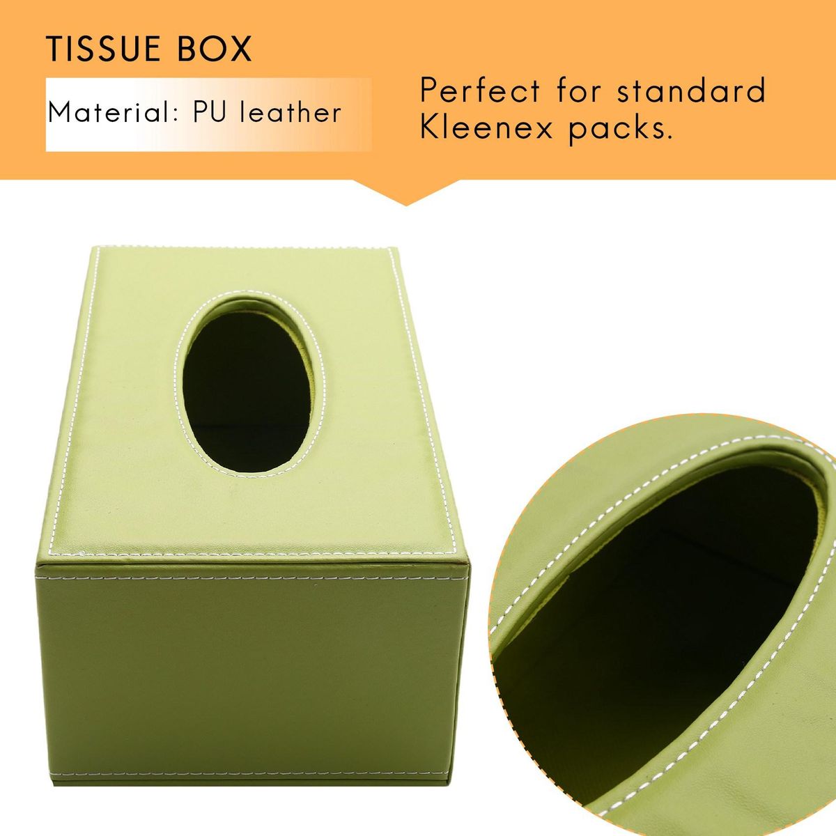 PU Leather Cosmetic Bag Case Handkerchief, 25x14x9.5cm Gree