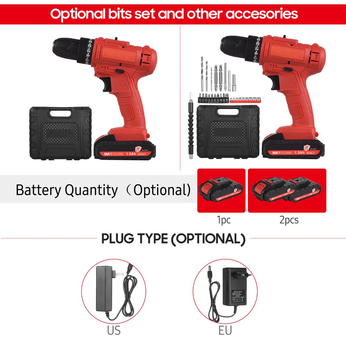 Electric Drill 3/8 Inch Chuck Handheld Power Drill Screwdriver