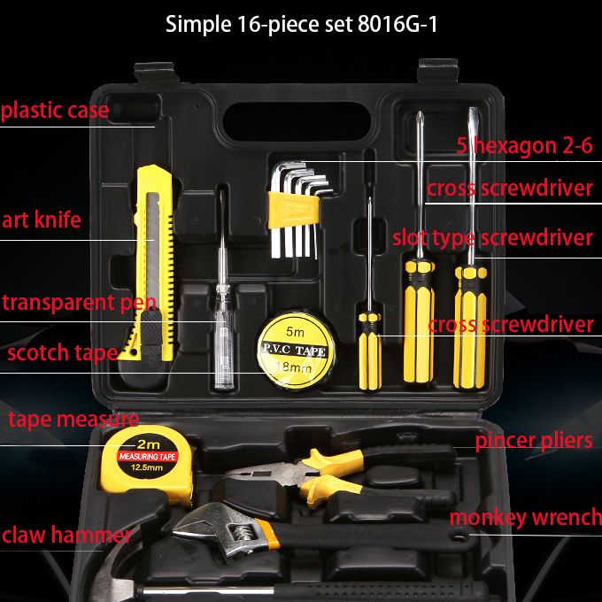 16pcs Vehicle Mounted Emergency Household Portable Hand Tool Set