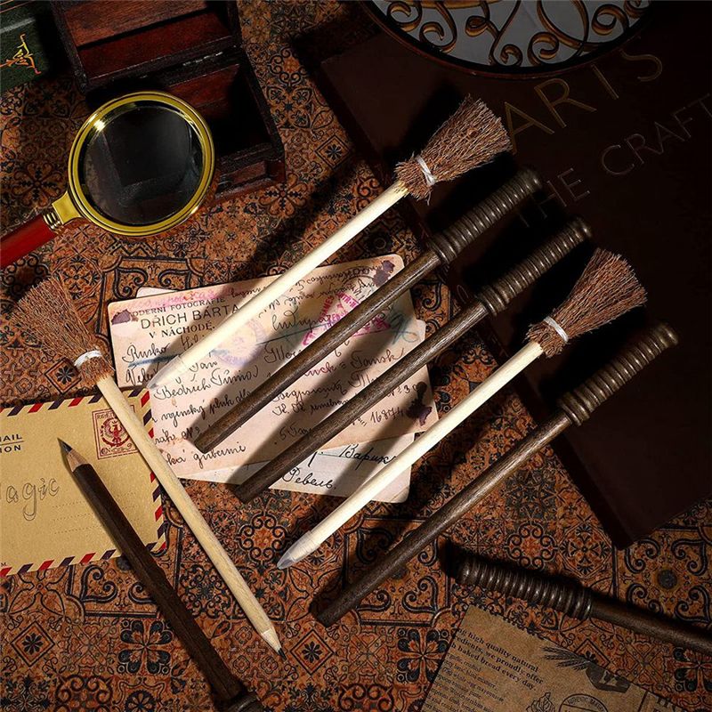 45 Pcs Wand Pencils Wizard Party Supplies Include 15 Wooden Wand Pencils 15 Broom Pencils 15 Flash Bolt Tattoos