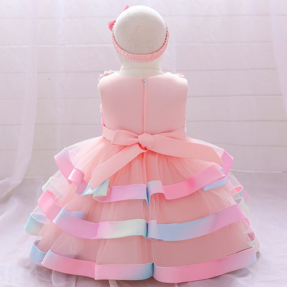 GIRL LUXURY CAKE DESIGN BIRTHDAY GOWN - PINK/PEACH - BG17