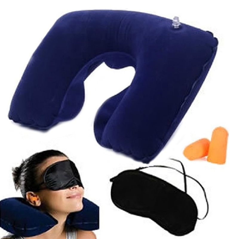 Inflatable Travel Flight Pillow Neck U Rest Air Cushion+