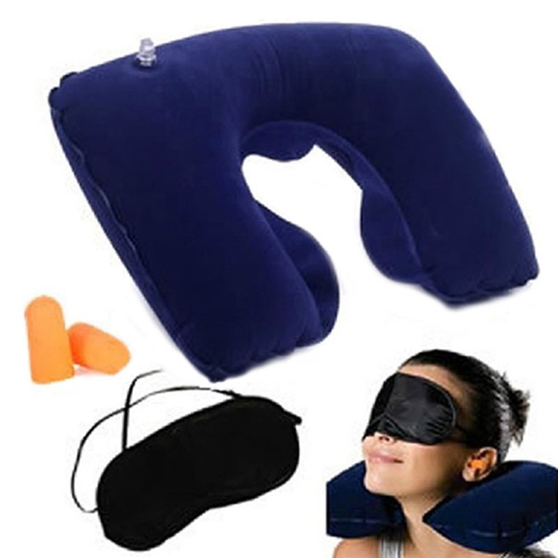 Inflatable Travel Flight Pillow Neck U Rest Air Cushion+
