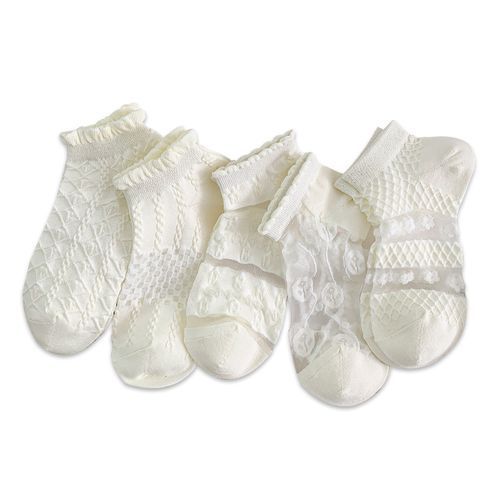 Women Lace Mesh Breathable Socks Thin Ankle Socks 5 Pairs