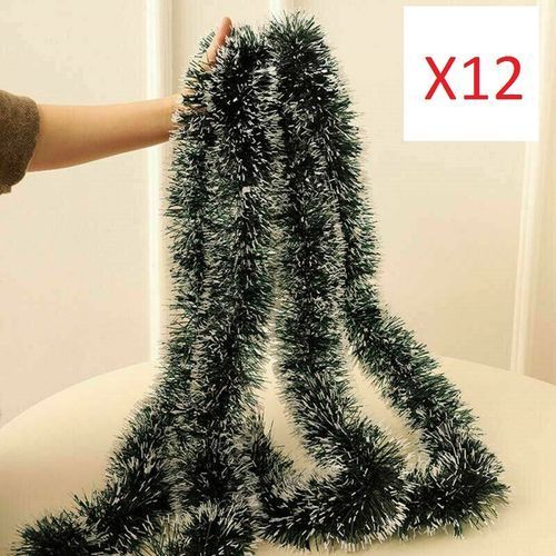Snow Edged Green Tinsel (12pieces)