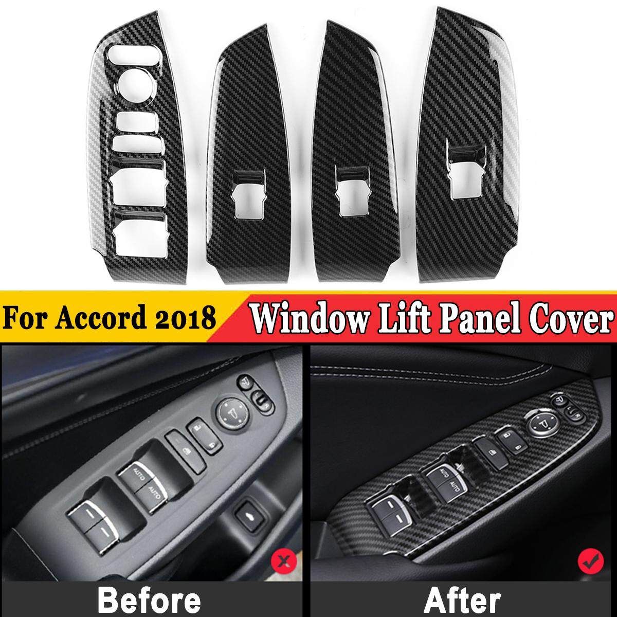 Carbon Fiber Style Window Lift Switch Button Panel Cover For Honda Accord 2018