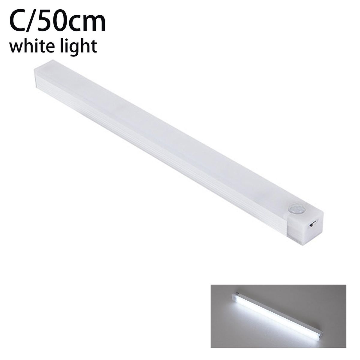50CM LED Light Cabinet Light Rechargeable Motion Detector USB Night Light-White