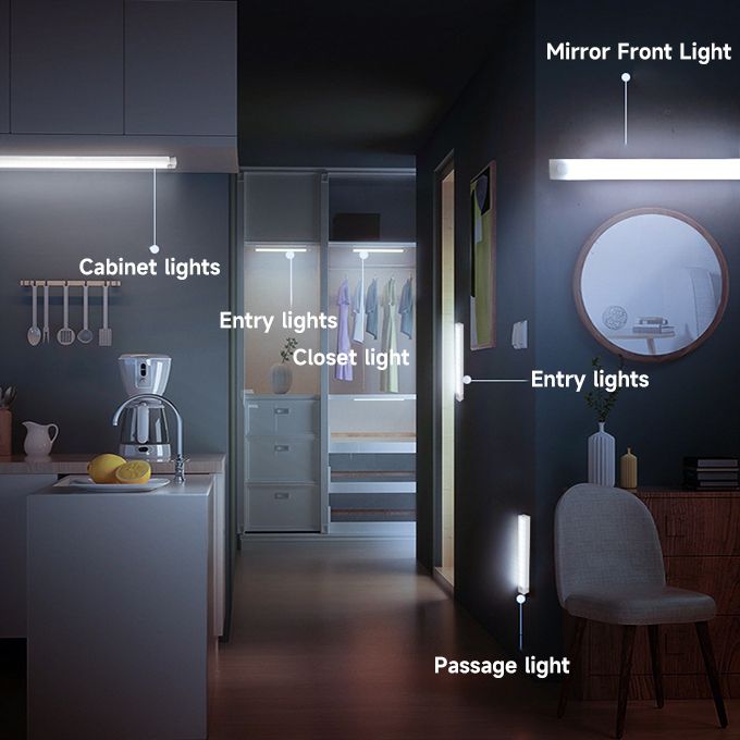 50CM LED Light Cabinet Light Rechargeable Motion Detector USB Night Light-White