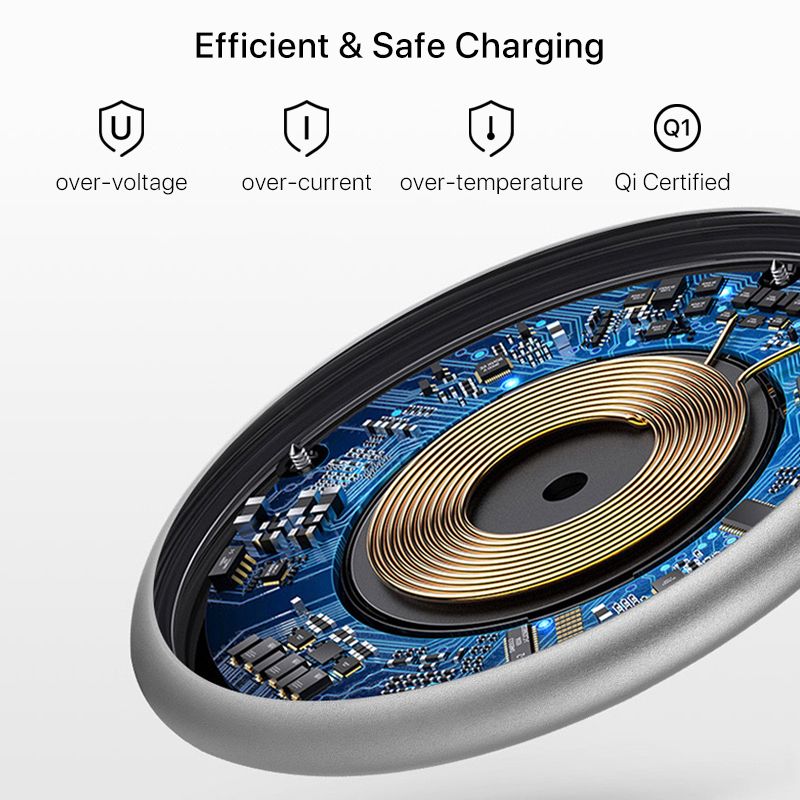 UMIDIGI Q1 15W Wireless Charger For IPhone X/XS Max XR 8 8 Plus Samsung S8 S9/S9+ Note 9 8 Phone Wireless Fast Charging Pad(Black QC 3.0 Protocol)