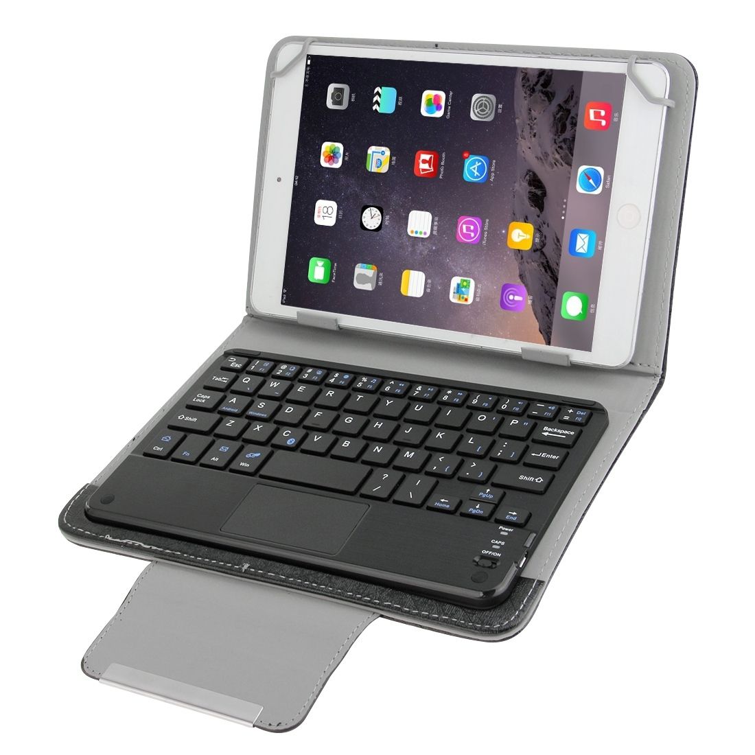 Detachable Magnetic Bluetooth Touchpad Keyboard Leather Case For 7 Inch (Black)