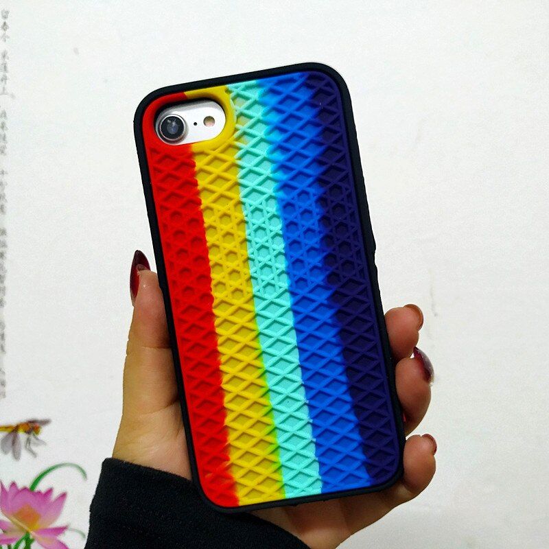 Waffle Sport Shoe Sole Texture Silicone Case For IPhone 12 13 14 Pro Max XS XR X 8 7 Plus SE  IPone Mini 14Pro Back Cover-Colorful