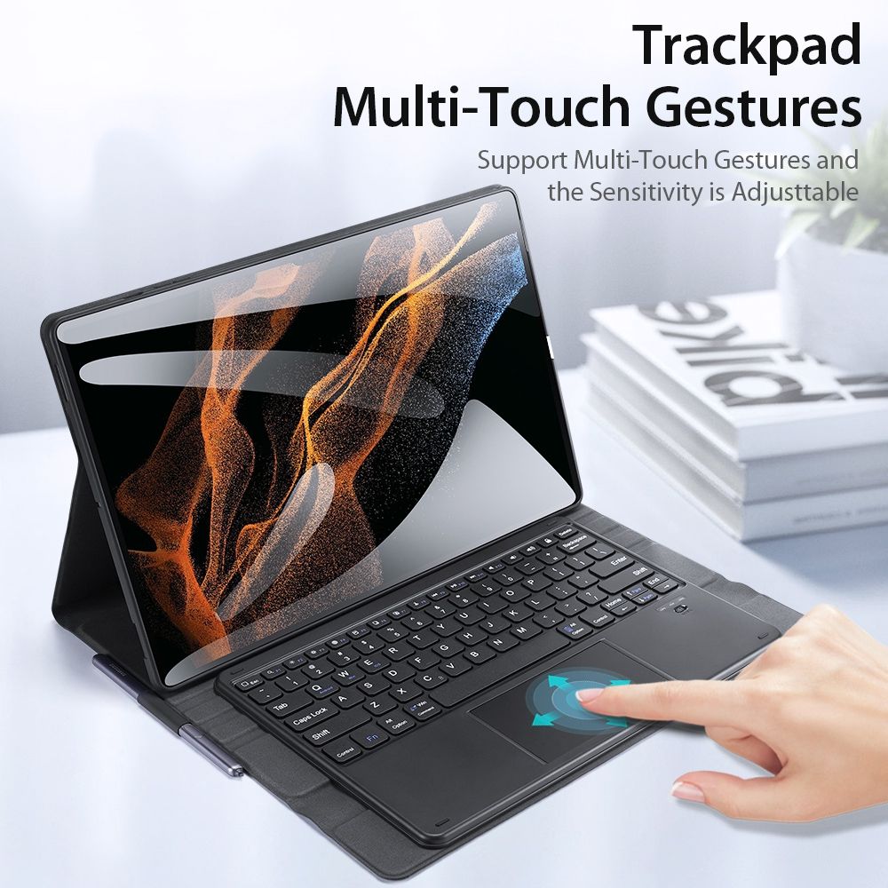 For Samsung Galaxy Tab S8 Ultra 14.6 Inch SM-X900 Detachable Bluetooth Keyboard Leather Case(Black)