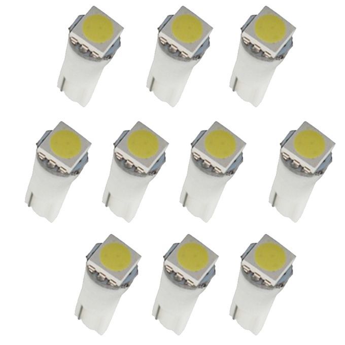 10pcs White Car T5 5050 Meter Lamp Map/Wedge/Step Light Bulbs LED