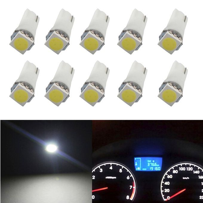 10pcs White Car T5 5050 Meter Lamp Map/Wedge/Step Light Bulbs LED