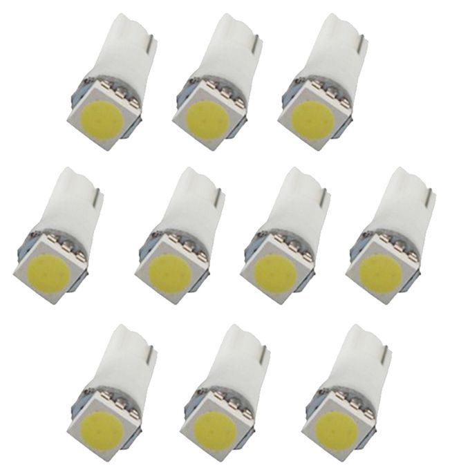 10pcs White Car T5 5050 Meter Lamp Map/Wedge/Step Light Bulbs LED