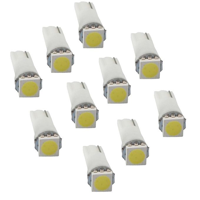 10pcs White Car T5 5050 Meter Lamp Map/Wedge/Step Light Bulbs LED