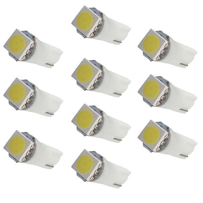 10pcs White Car T5 5050 Meter Lamp Map/Wedge/Step Light Bulbs LED