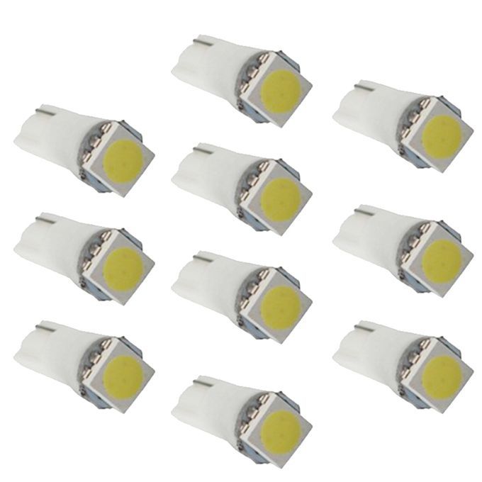 10pcs White Car T5 5050 Meter Lamp Map/Wedge/Step Light Bulbs LED