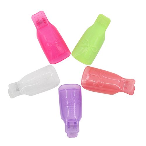 10x Bowknot Plastic Nail Art Soak Off Clip Cap UV-Rose-Red