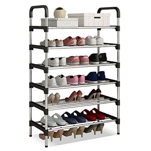 Stainless Shoe Rack + Steel Pipes (6 Layers)