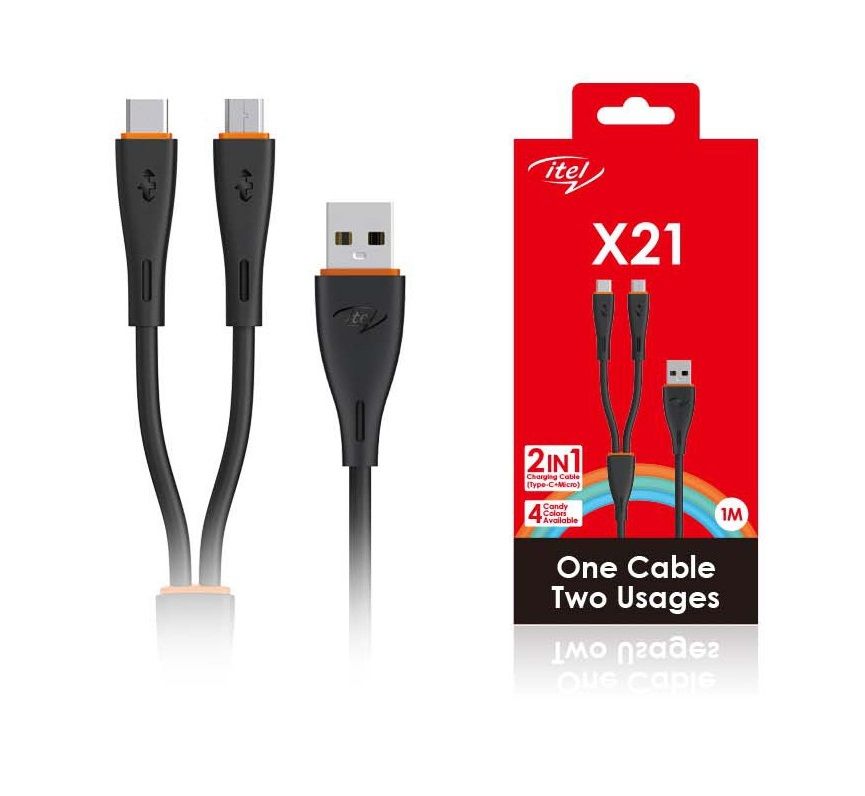 X21 2 In 1 Type C & Micro USB 1 Metre Charging Cable
