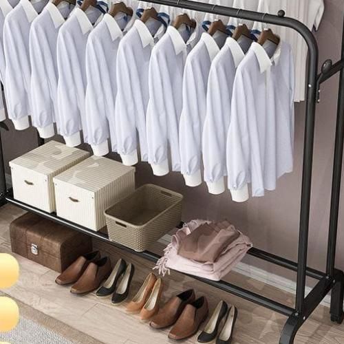 Quality Floor Hanger Double Poles Black Color