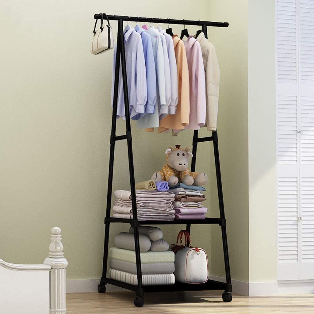 Triangle Coat Rack With Wheels Mobile Multi-Layer Shelves
