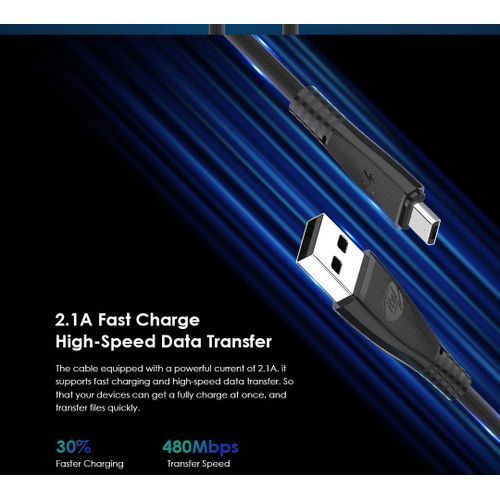 3PCS 2.1A Fast Charging Superior Durability Micro USB Cable