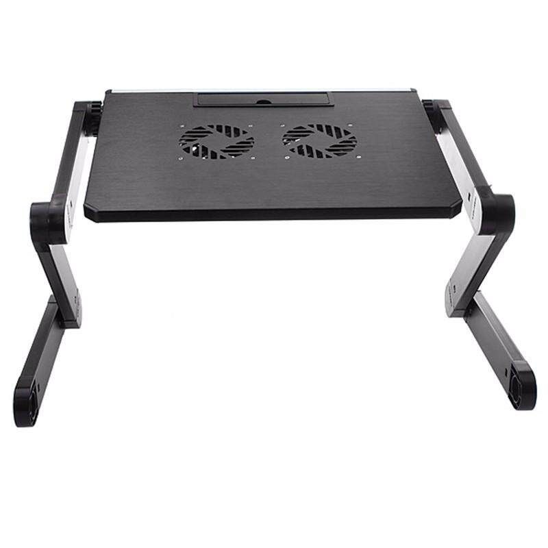 Portable 360°Adjustable Folding Laptop Notebook Table Stand Desk Bed Sofa Tray Pad Cooler Fan Red (red)