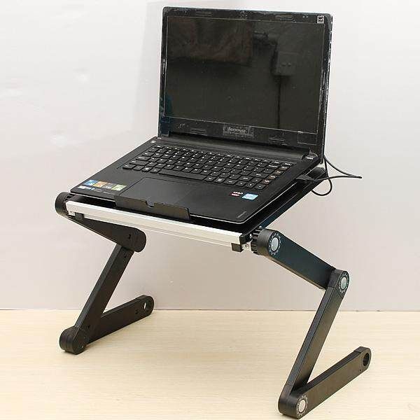 Portable 360°Adjustable Folding Laptop Notebook Table Stand Desk Bed Sofa Tray Pad Cooler Fan Red (red)