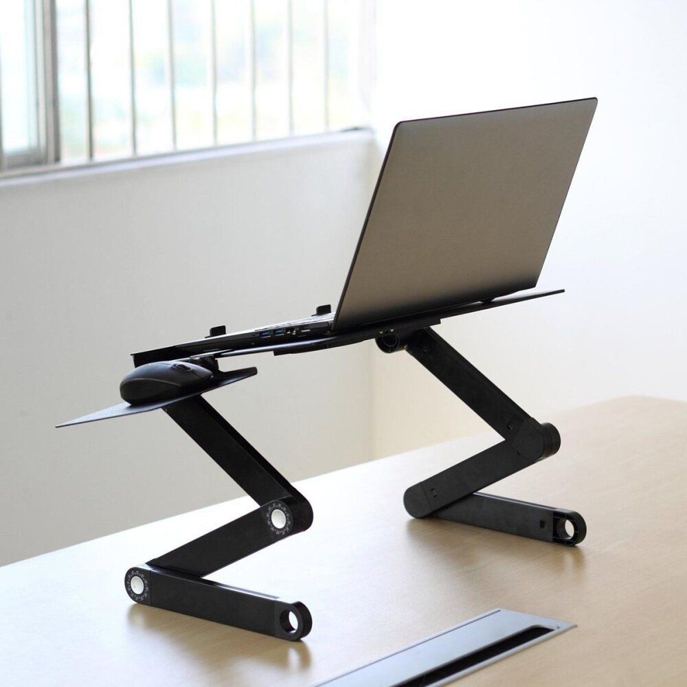 Portable 360°Adjustable Folding Laptop Notebook Table Stand Desk Bed Sofa Tray Pad Cooler Fan Red (red)