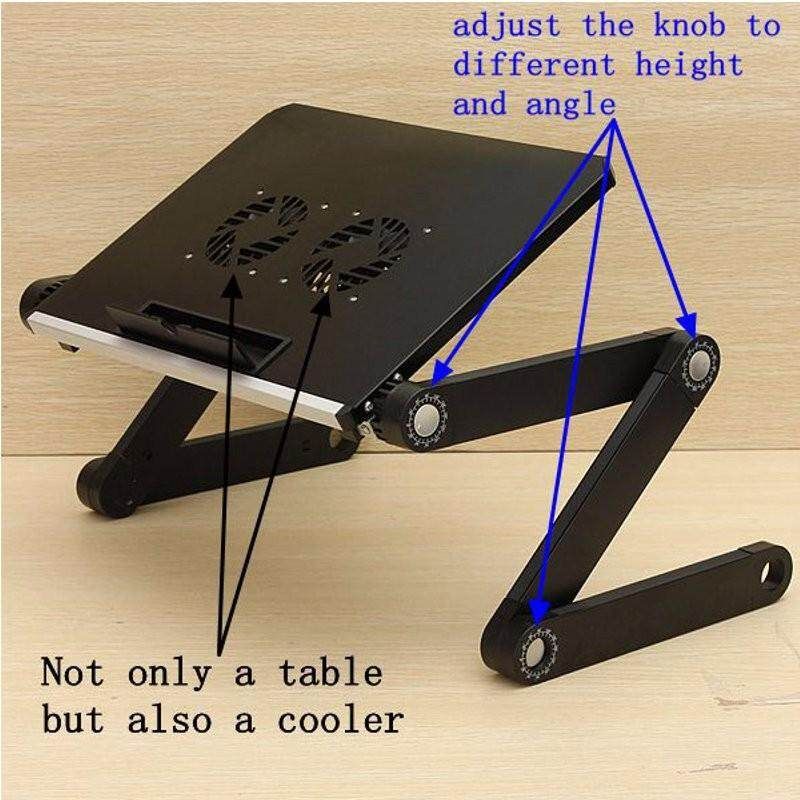 Portable 360°Adjustable Folding Laptop Notebook Table Stand Desk Bed Sofa Tray Pad Cooler Fan Red (red)