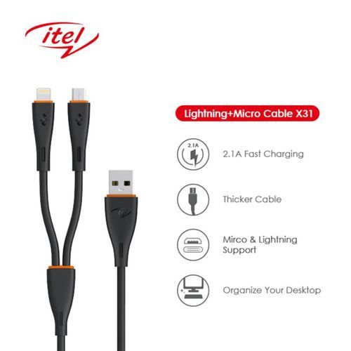 X31 2 In 1 Lightning And Micro USB 1 Metre Cable