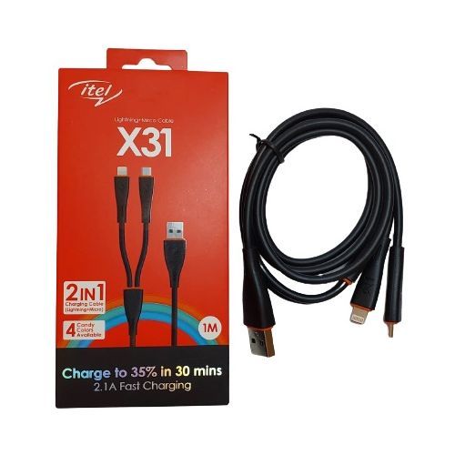 X31 2 In 1 Lightning And Micro USB 1 Metre Cable