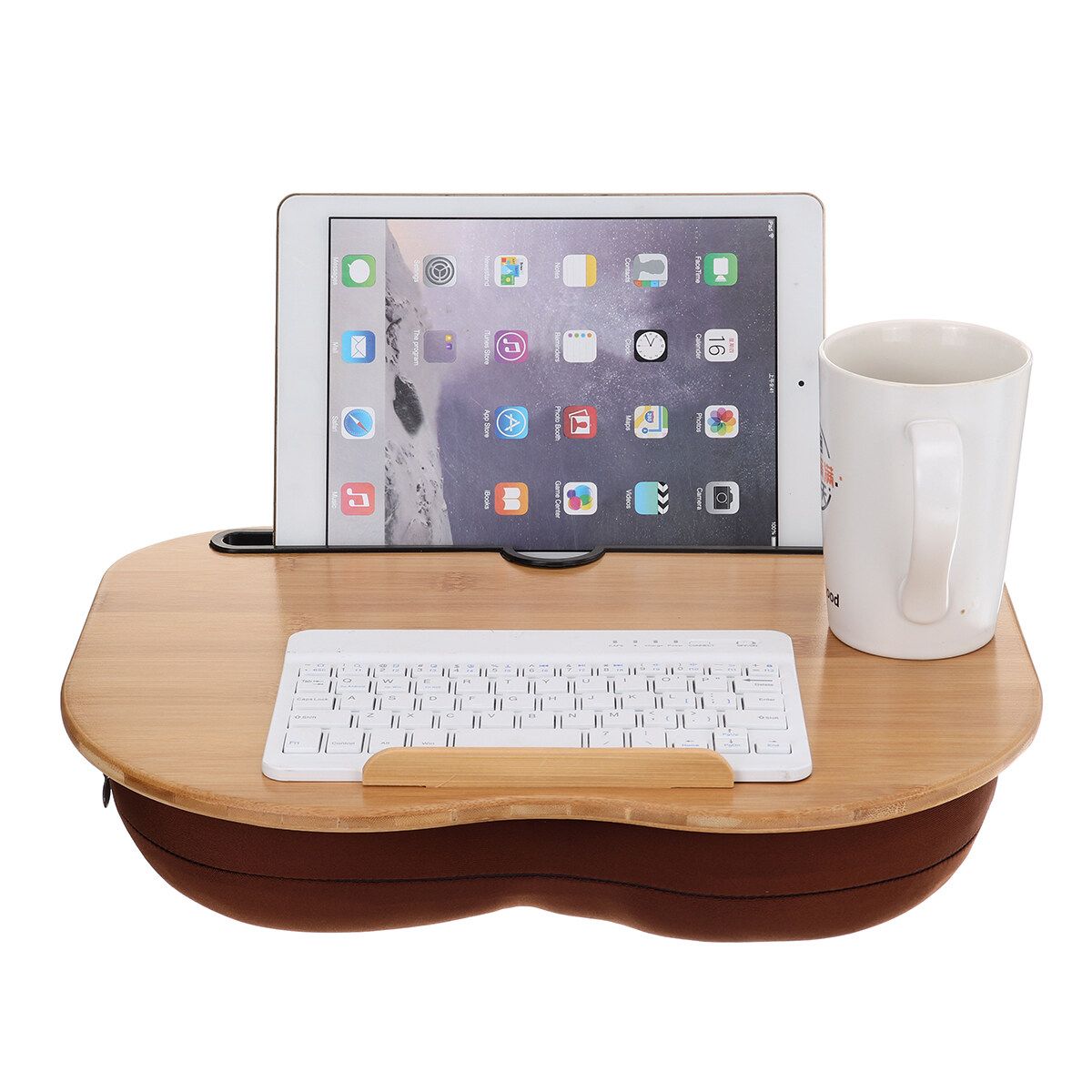 Home Knee Laptop Tray Stand Portable Office Outdoor Computer Cup Desk Cushion 38X28cm