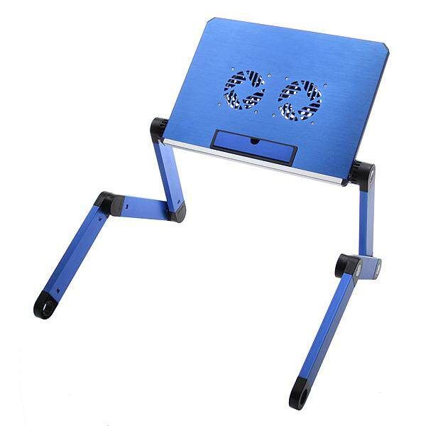 Portable 360°Adjustable Foldable Laptop Notebook Desk Table Stand Bed Tray 2 Fan