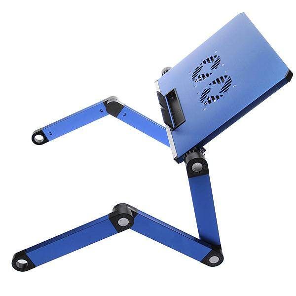 Portable 360°Adjustable Foldable Laptop Notebook Desk Table Stand Bed Tray 2 Fan