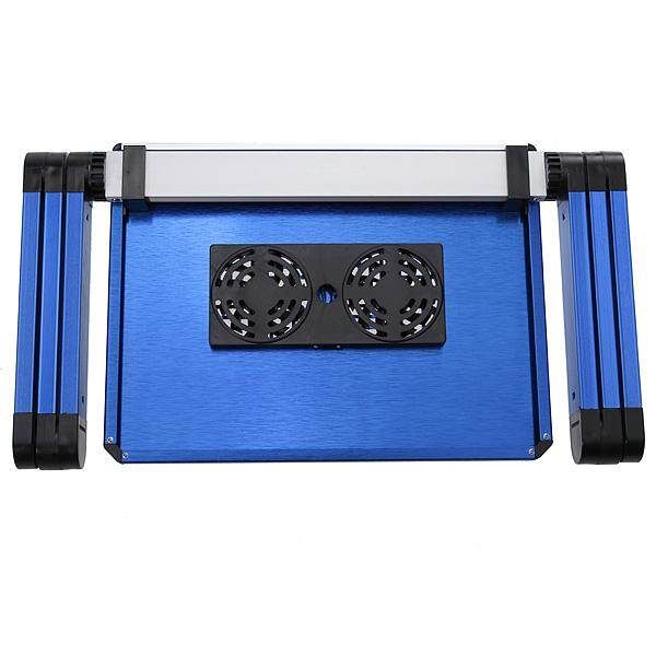 Portable 360°Adjustable Foldable Laptop Notebook Desk Table Stand Bed Tray 2 Fan
