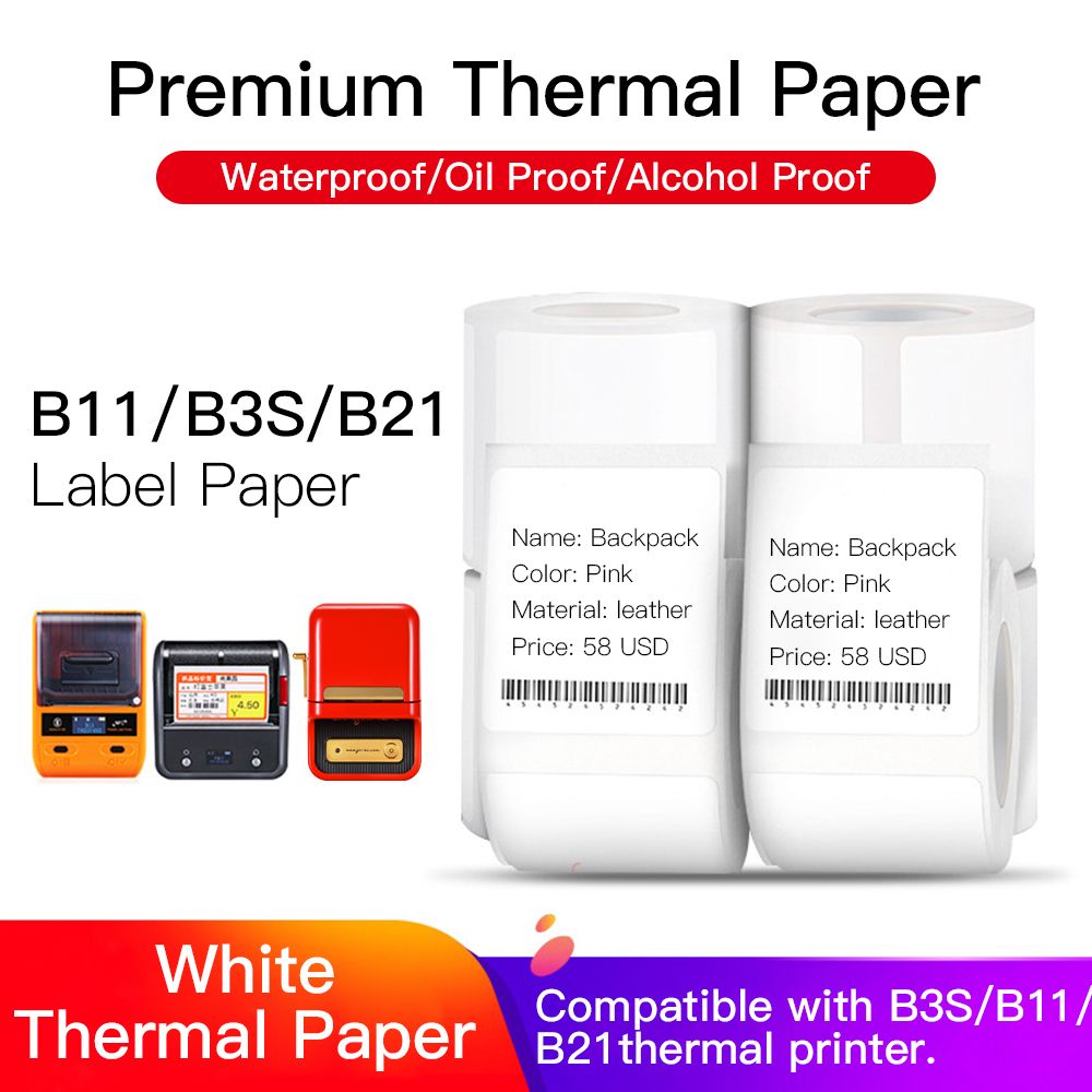 40*40mm 180sheets White Blank Thermal Printing Paper Roll For Niimbot B3S/B11/B21 Label Printer