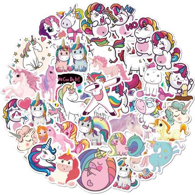50pcs Cute Unicorn Computer Stickers Cartoon Anima