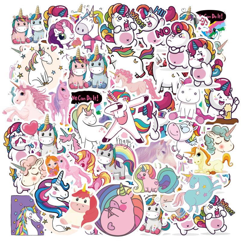 50pcs Cute Unicorn Computer Stickers Cartoon Anima