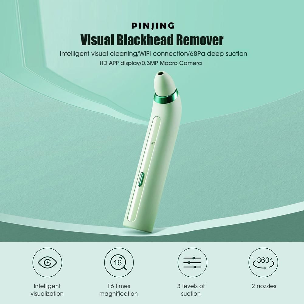 Pinjing Blackhead Remover Pore Vacuum with 0.3MP Macro Camera/HD APP Display/2 Suction Probes/3 Modes Electric Blackhead Vacuum Extractor Clean Tool Microdermabrasion Pimple Extractor Facial Skin Care Beauty Tool