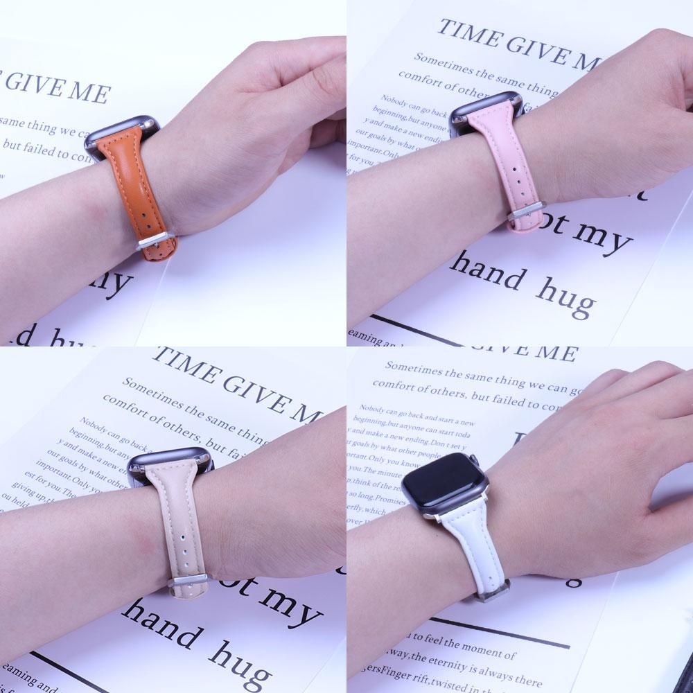 Slim leather strap for Apple Watch band 40mm series 7 8 41/45mm Correa 42mm wrist bracelet iWatch se 6 5 4 3 38 44mm ultra 49mm