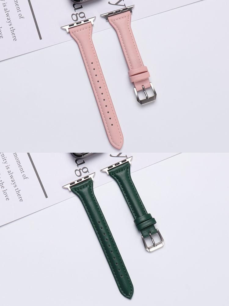 Slim leather strap for Apple Watch band 40mm series 7 8 41/45mm Correa 42mm wrist bracelet iWatch se 6 5 4 3 38 44mm ultra 49mm