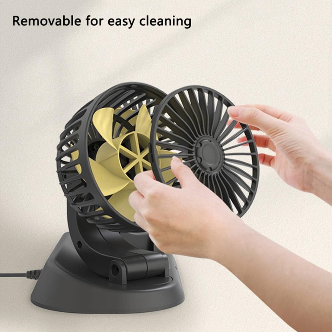 Portable Car Cooling Fan 12V USB Mini Dual Head Cooler Fan