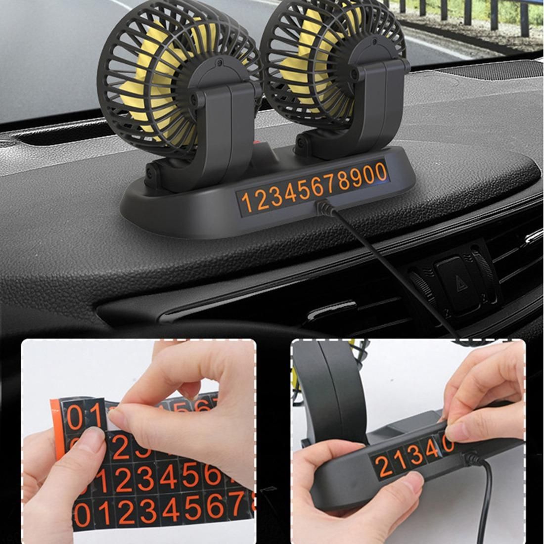 Portable Car Cooling Fan 12V USB Mini Dual Head Cooler Fan