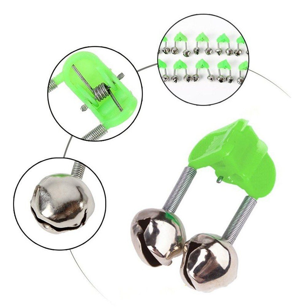 30pcs Fishing Rod Alarm Dual Alert Bells Rings Fishing