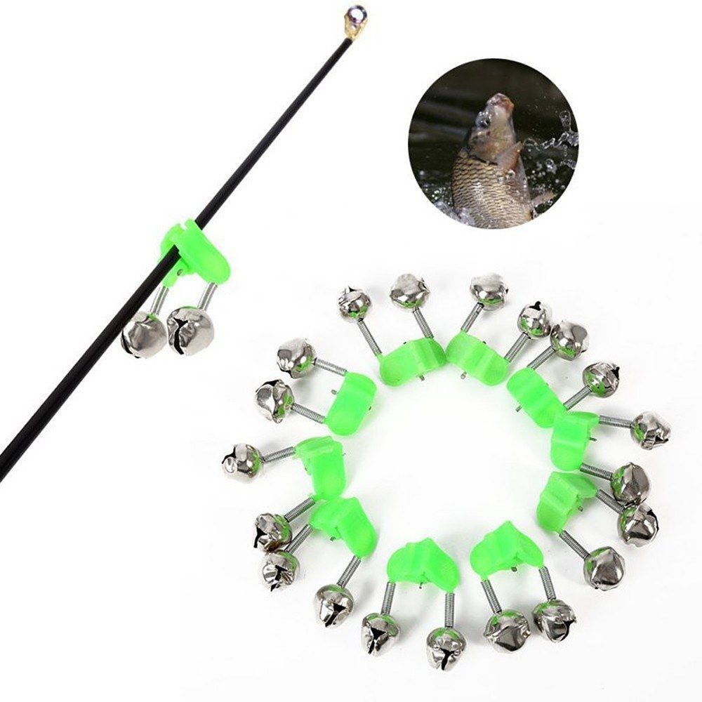 30pcs Fishing Rod Alarm Dual Alert Bells Rings Fishing